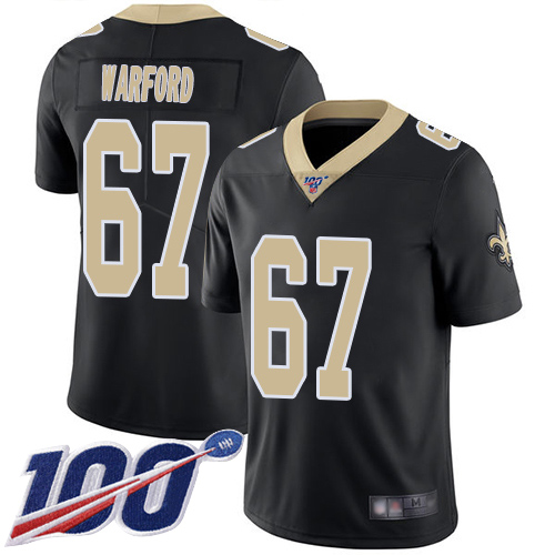 Men New Orleans Saints Limited Black Larry Warford Home Jersey NFL Football #67 100th Season Vapor Untouchable Jersey
